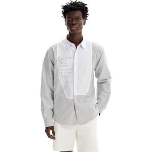 DESIGUAL Mens Button Up Shirt Size 2XL Cotton stripe Gray NEW